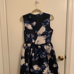 Kate Spade, Blue/Black/White Cloud Fit and Flare Dress, size 8, good condition